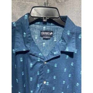 Trunks Surf & Swim Co. XXL Blue Shirt Sleeve Button Up With Pineapple Print Nwt